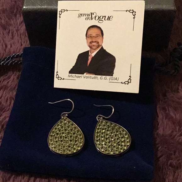 Vintage Michael Valitutti Natural Peridot Sterling Silver Dangle Earrings - Picture 2 of 16